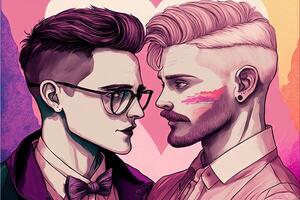 LGBTQ San Valentino giorno illustrazione generativo ai foto