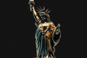 libertà statua nuovo York città fatto di fatto di oro illustrazione generativo ai foto