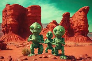 alieni su rosso alieno pianeta Marte illustrazione generativo ai foto