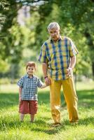 nonno e nipote la spesa tempo all'aperto foto