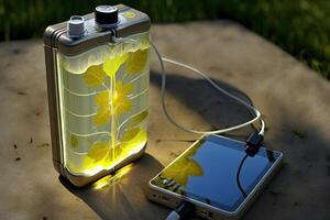 liquido solare flessibile caricabatterie portatile dispositivo di il futuro dando illimitato energia illustrazione generativo ai foto
