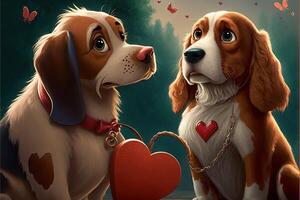 cane San Valentino giorno cartone animato illustrazione generativo ai foto