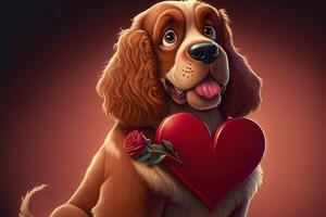 cane San Valentino giorno cartone animato illustrazione generativo ai foto