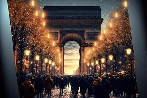 festeggiare nuovo anno vigilia nel Parigi illustrazione generativo ai foto