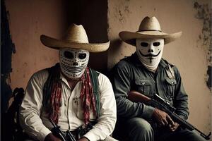 messicano narcos trattare droga molti dollari illustrazione generativo ai foto