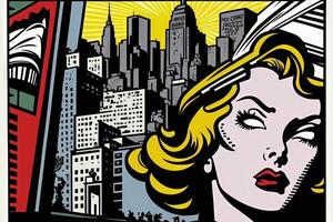 Roy lichtenstein stile immaginario rappresentazione nuovo York città Se dipinto di artista illustrazione generativo ai foto