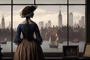 johannes vermeer stile immaginario rappresentazione nuovo York città Se dipinto di artista illustrazione generativo ai foto