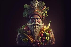 arcimboldo stile vecchio saggio uomo fatto di verdure pittura generativo ai foto