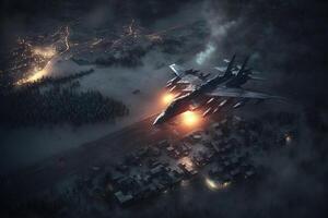 Russia aereo attacco per Ucraina illustrazione generativo ai foto