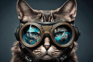 gatto con grande bicchieri illustrazione generativo ai foto