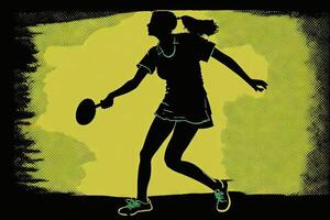 silhouette schema di un' donna giocando pickleball illustrazione generativo ai foto