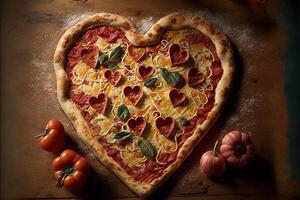 cuore amore Pizza rosso grande amore, un' San Valentino giorno concetto illustrazione generativo ai foto