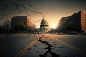 Washington dc terremoto su Campidoglio e centro commerciale illustrazione generativo ai foto