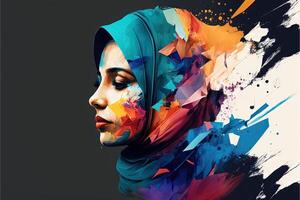 mondo hijab giorno su febbraio 1, hijab ragazza donne testa copertina astratto rappresentazione generativo ai foto