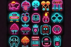 impostato di retrò stile neon icona. illustrazione generativo ai foto