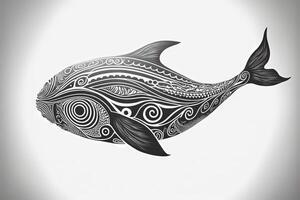 maori tribale balena schizzo polinesiano tatuaggio modello illustrazione generativo ai foto