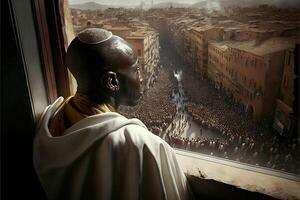 nero papa appena eletto nel Vaticano illustrazione generativo ai foto