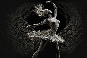 acciaio forchetta fatto danza ballerina ferro figurina illustrazione generativo ai foto