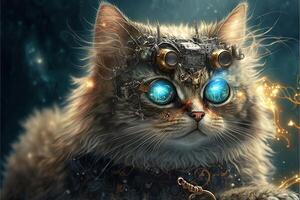 fitagore gatto come famoso storico personaggio illustrazione generativo ai foto