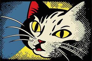 carino gatto gattino nel colorato pop arte illustrazione generativo ai foto