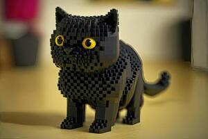gatto fatto di plastica mattoni illustrazione generativo ai foto
