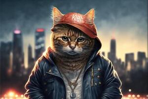 cantante rap gatto illustrazione generativo ai foto