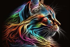 gatto arcobaleno colori illustrazione generativo ai foto