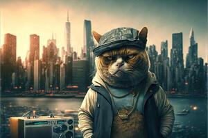 cantante rap gatto illustrazione generativo ai foto