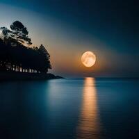 atmosfera su un' pieno Luna notte. generato ai. foto