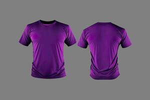 foto realistico maschio viola magliette con copia spazio, davanti e indietro Visualizza. ai generato