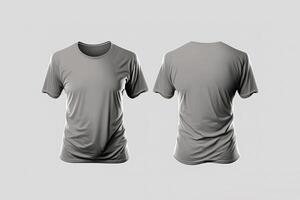 foto realistico maschio grigio magliette con copia spazio, davanti e indietro Visualizza. ai generato