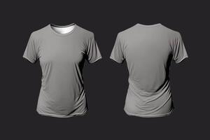 foto realistico maschio grigio magliette con copia spazio, davanti e indietro Visualizza. ai generato