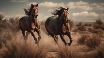 cavallo nel il campo ai generativo foto