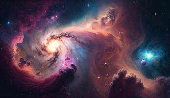 un' galassia con un' nebulosa nel il centro. ai generato foto