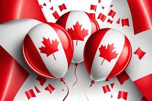 contento Canada giorno sfondo con palloncini generato ai foto