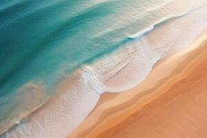 leggero arancia e turchese romantico paesaggi marini aereo spiaggia foto. generativo ai foto