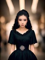 bellissimo adolescenziale asiatico donna a il centro commerciale, generativo arte di ai foto