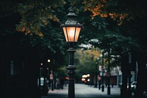 strada lampada nel il città. ai generato foto