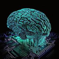 quantistico calcolo con umano cervello e circuiti. generativo ai tecnologia. foto