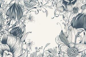 acquerello botanico composizione con fiorire fiori e le foglie su sfondo. generativo ai illustrazione. foto