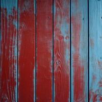 superiore Visualizza di rosso e blu dipinto tavola o legna struttura sfondo. generativo ai. foto