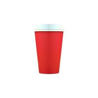 isolato rosso carta tazza con bianca coperchio di bevanda 3d icona. foto