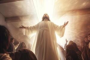 ascensione giorno di Gesù Cristo o risurrezione giorno di figlio di Dio. bene venerdì. ascensione giorno concetto nel Chiesa di ai generato foto