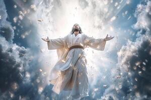 ascensione giorno di Gesù Cristo o risurrezione giorno di figlio di Dio. bene venerdì. ascensione giorno concetto di ai generato foto