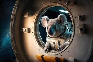 koala come un astronauta nel un' navicella spaziale nel spazio ai generato soddisfare foto