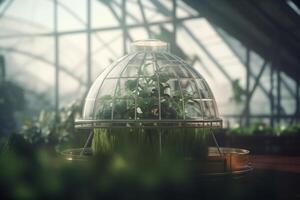 galleggiante verdura un' autosufficiente giardino nel il nave celeste ai generato foto