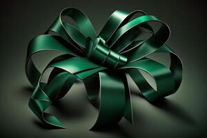 simbolo di unità e speranza 3d illustrazione di un' verde nastro per mondo cancro giorno ai generato foto