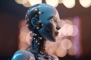 futuristico marketing alimentato dall'intelligenza artificiale robot modellare il industria ai generato foto