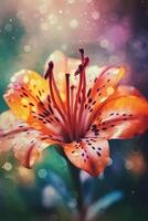 rugiadoso arancia calendule un' acquerello pittura di fiori con acqua goccioline ai generato foto