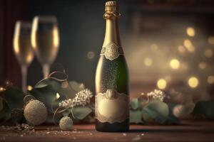 aumentare un' bicchiere per lusso scoprire il delicato bolle di Champagne ai generato foto